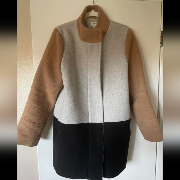 JCrew Color Block City Coat in Camel Sz 14 - Picture 4 of 4